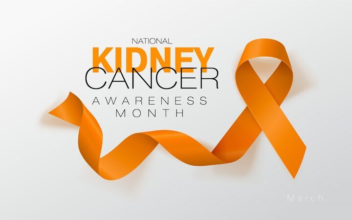 National Kidney Cancer Awareness Month. Orange Color Ribbon Isolated On Transparent Background. Vector Design Template For Poster.
